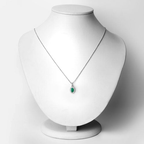 0.89 Carat Genuine Zambian Emerald and Lab-Grown Diamond .925 Sterling Silver Pendant