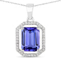 2.58 Carat Genuine Tanzanite and White Diamond 14K White Gold Pendant
