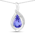 2.67 Carat Genuine Tanzanite and White Diamond 14K White Gold Pendant