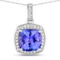 2.97 Carat Genuine Tanzanite and White Diamond 14K White Gold Pendant