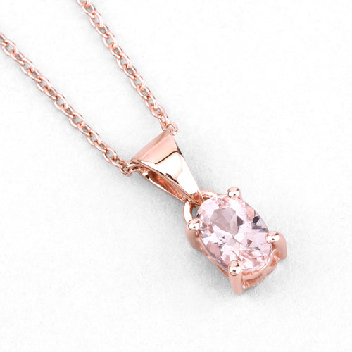 18K Rose Gold Plated 0.70 Carat Genuine Morganite .925 Sterling Silver Pendant