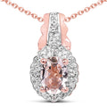 14K Rose Gold Plated 0.73 Carat Genuine Morganite & White Topaz .925 Sterling Silver Pendant