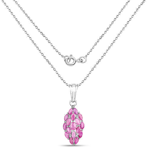 1.66 Carat Genuine Ruby .925 Sterling Silver Pendant