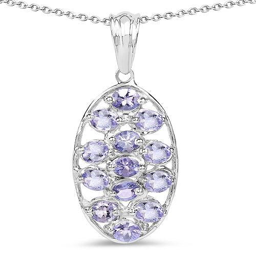 2.21 Carat Genuine Tanzanite .925 Sterling Silver Pendant