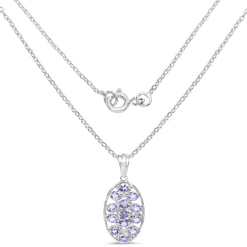 2.21 Carat Genuine Tanzanite .925 Sterling Silver Pendant
