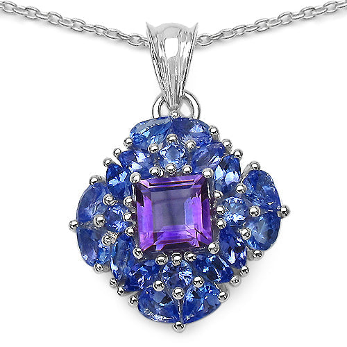 3.04 Carat Genuine Amethyst .925 Sterling Silver Pendant