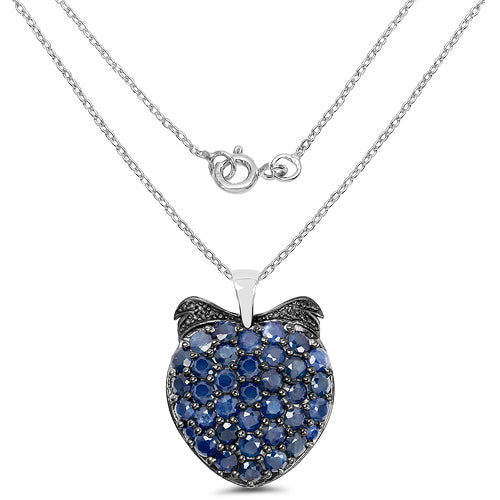 4.17 Carat Genuine Blue Sapphire .925 Sterling Silver Pendant