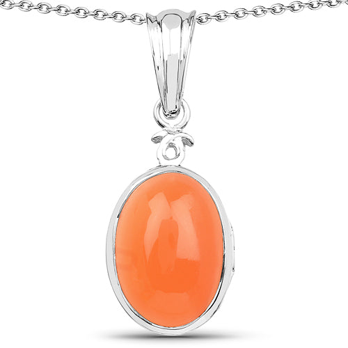6.00 Carat Genuine Peach Moonstone .925 Sterling Silver Pendant