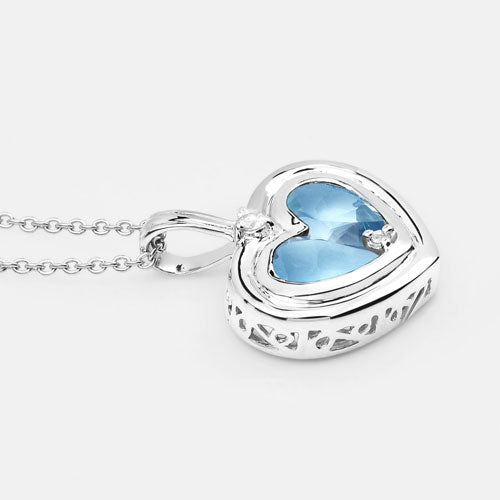 2.66 Carat Genuine Blue Topaz and White Topaz .925 Sterling Silver Pendant