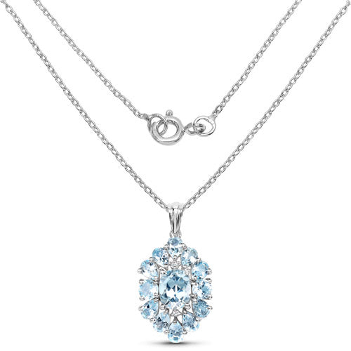 10.06 Carat Genuine Blue Topaz .925 Sterling Silver Pendant