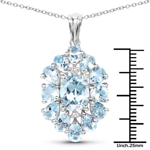 10.06 Carat Genuine Blue Topaz .925 Sterling Silver Pendant