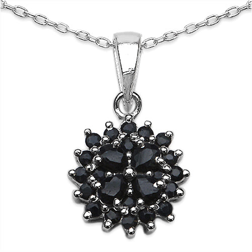 1.48 Carat Genuine Black Sapphire .925 Sterling Silver Pendant