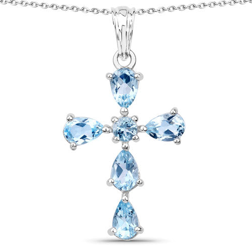 2.72 Carat Genuine Blue Topaz .925 Sterling Silver Pendant
