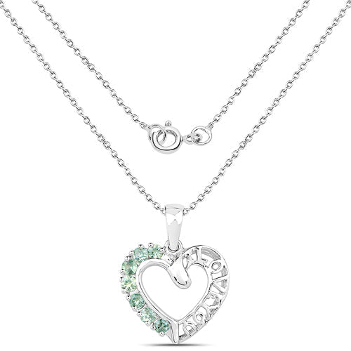 0.98 Carat Genuine Green Sapphire .925 Sterling Silver Pendant