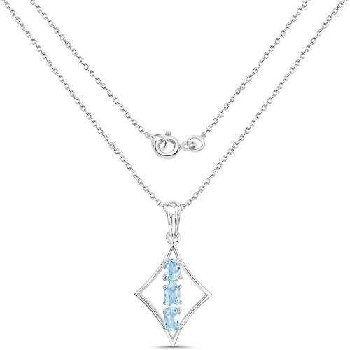 1.53 Carat Genuine Blue Topaz .925 Sterling Silver Pendant