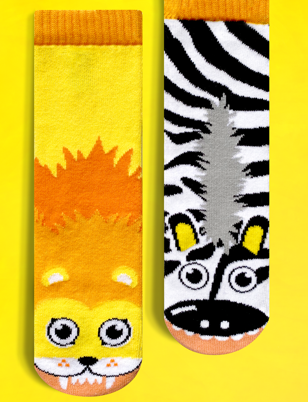 ADULT LION &amp; ZEBRA SOCKS