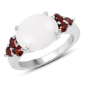 3.58 Carat Genuine Opal & Garnet .925 Sterling Silver Ring