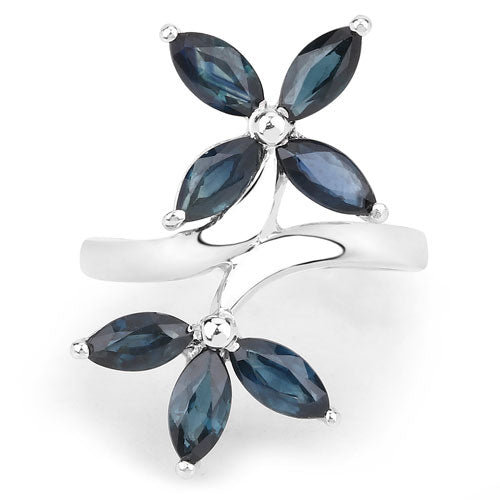 1.75 Carat Genuine Blue Sapphire .925 Sterling Silver Ring