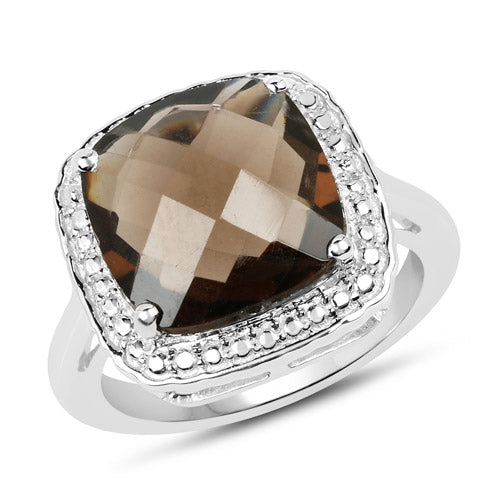 3.96 Carat Genuine Smoky Quartz .925 Sterling Silver Ring
