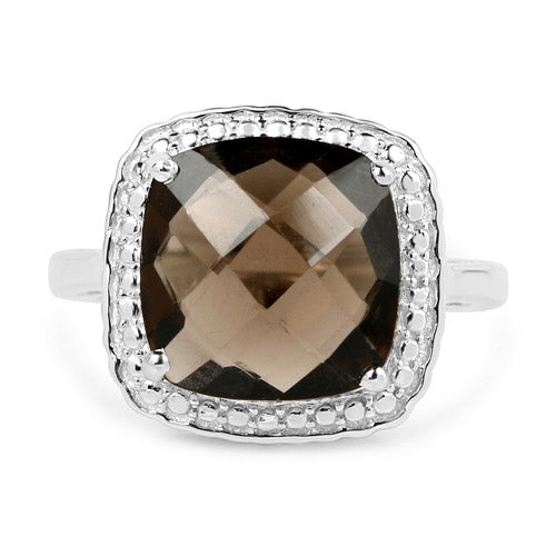 3.96 Carat Genuine Smoky Quartz .925 Sterling Silver Ring