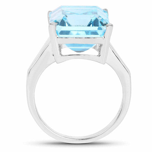 15.53 Carat Genuine Blue Topaz .925 Sterling Silver Ring