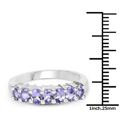 1.19 Carat Genuine Tanzanite .925 Sterling Silver Ring