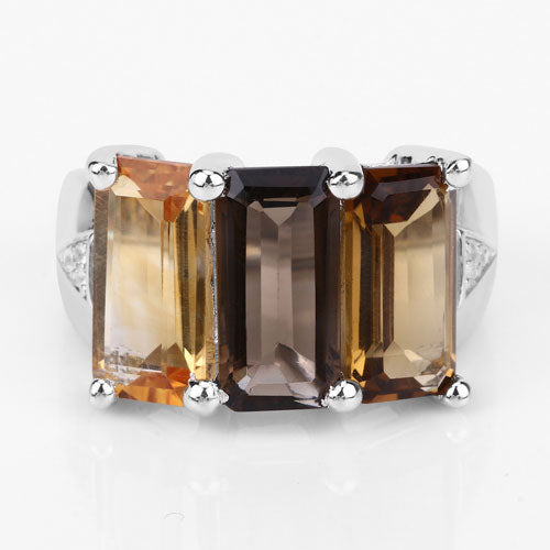 8.17 Carat Genuine Multi-Stone .925 Sterling Silver Ring