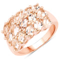 14K Rose Gold Plated 3.30 Carat Genuine Morganite .925 Sterling Silver Ring