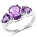 3.11 Carat Genuine Amethyst .925 Sterling Silver Ring