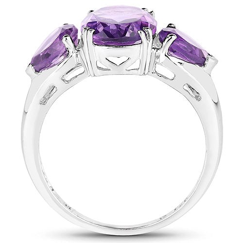 3.11 Carat Genuine Amethyst .925 Sterling Silver Ring