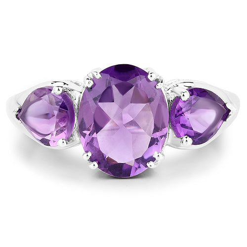 3.11 Carat Genuine Amethyst .925 Sterling Silver Ring