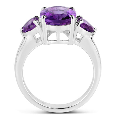 4.06 Carat Genuine Amethyst .925 Sterling Silver Ring