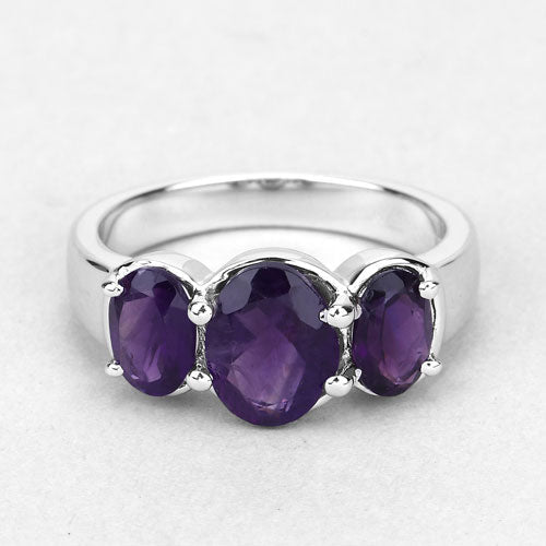 3.20 Carat Genuine Amethyst .925 Sterling Silver Ring