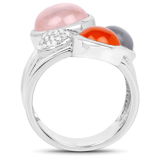 5.96 Carat Genuine Multi-Stone .925 Sterling Silver Ring