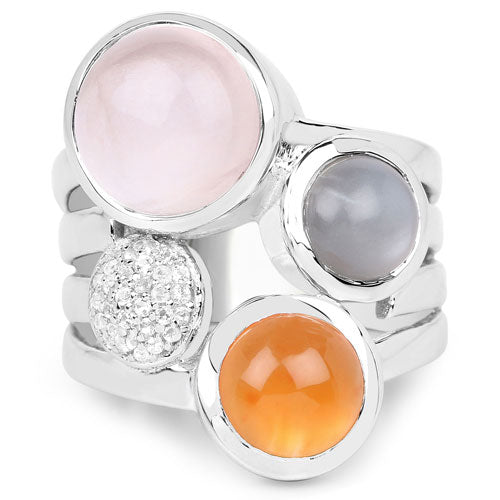 5.96 Carat Genuine Multi-Stone .925 Sterling Silver Ring