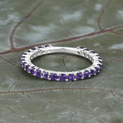 0.78 Carat Genuine Amethyst .925 Sterling Silver Ring