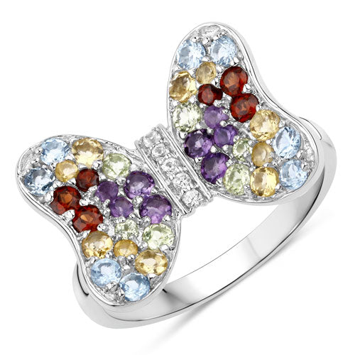 1.18 Carat Genuine Multi-Stone .925 Sterling Silver Ring