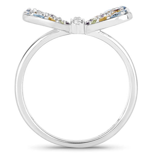 1.18 Carat Genuine Multi-Stone .925 Sterling Silver Ring