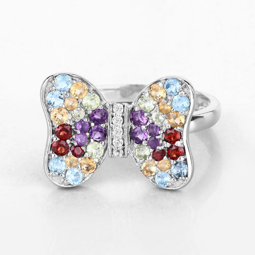 1.18 Carat Genuine Multi-Stone .925 Sterling Silver Ring