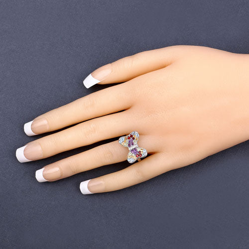 1.18 Carat Genuine Multi-Stone .925 Sterling Silver Ring
