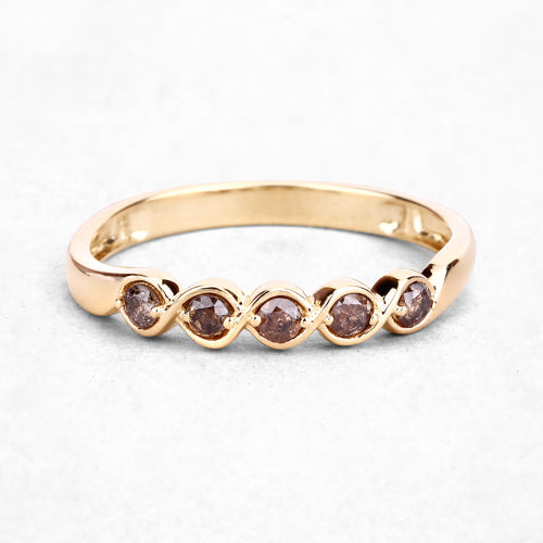 0.19 Carat Genuine Champagne Diamond 14K Yellow Gold Ring (I1-I2)