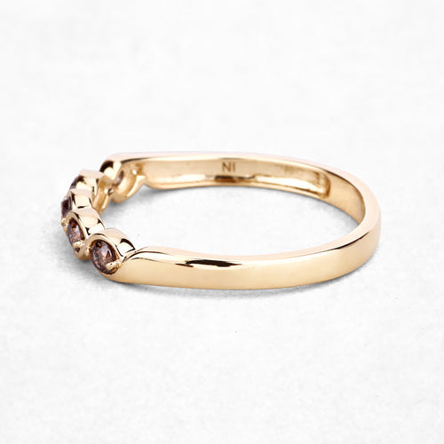 0.19 Carat Genuine Champagne Diamond 14K Yellow Gold Ring (I1-I2)