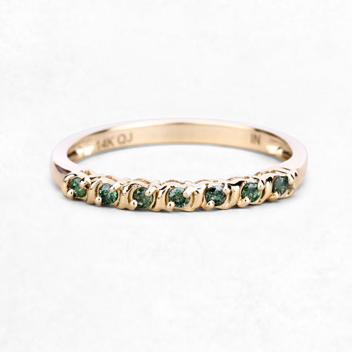 0.16 Carat Genuine Green Diamond 14K Yellow Gold Ring (I1-I2)