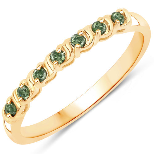 0.16 Carat Genuine Green Diamond 14K Yellow Gold Ring (I1-I2)