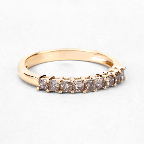 0.50 Carat Genuine Champagne Diamond 14K Yellow Gold Ring (I1-I2)