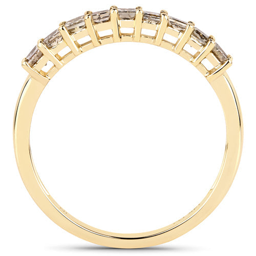 0.50 Carat Genuine Champagne Diamond 14K Yellow Gold Ring (I1-I2)