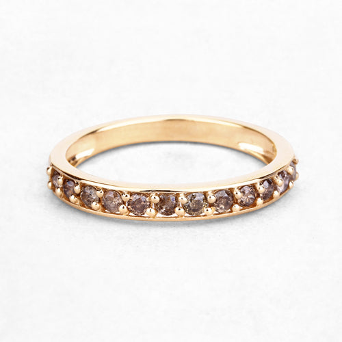 0.45 Carat Genuine Champagne Diamond 14K Yellow Gold Ring (I1-I2)