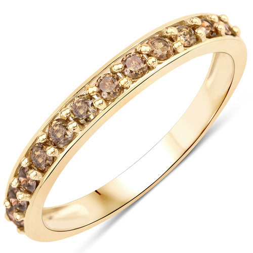 0.45 Carat Genuine Champagne Diamond 14K Yellow Gold Ring (I1-I2)