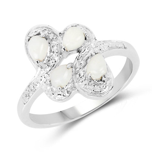 0.60 Carat Genuine Opal .925 Sterling Silver Ring