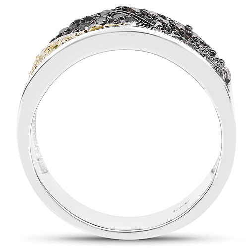 1.32 Carat Genuine Multi Diamond .925 Sterling Silver Ring